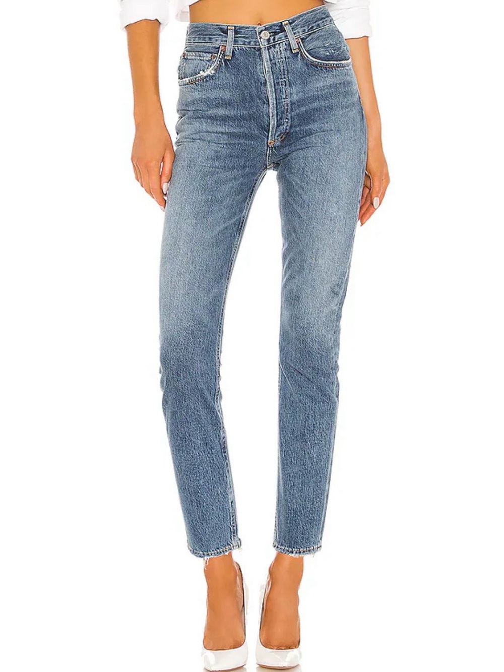 AGOLDE Riley High Rise Straight Crop Jean, in the “Silence” wash